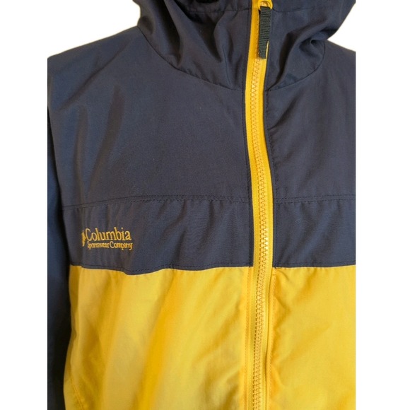 Sz XL Vintage Columbia Women's Blue and Yellow Hooded Lightweight Zip Up Jacket - Picture 2 of 12